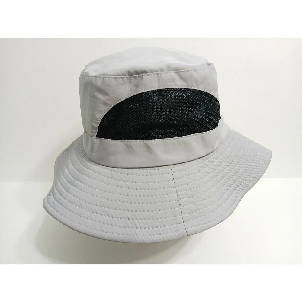 Gray Boonie Vented Bucket Hat Cap Safari Fishing Adjustable Strap Mesh Trail